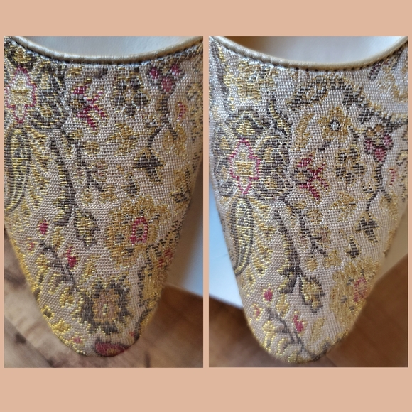 Ann Taylor Loft almond toe floral neutral tapestry heels/ pumps low heel size 7 - Picture 6 of 15